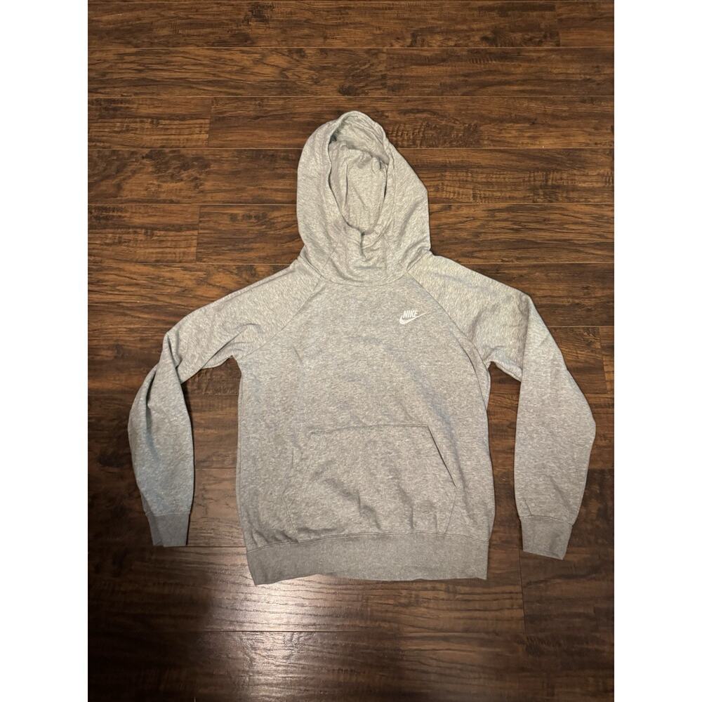 Nike Hoodie Womens Gray Fleece Funnel Neck Pullover Sweatshirt Sportswear Sz:S